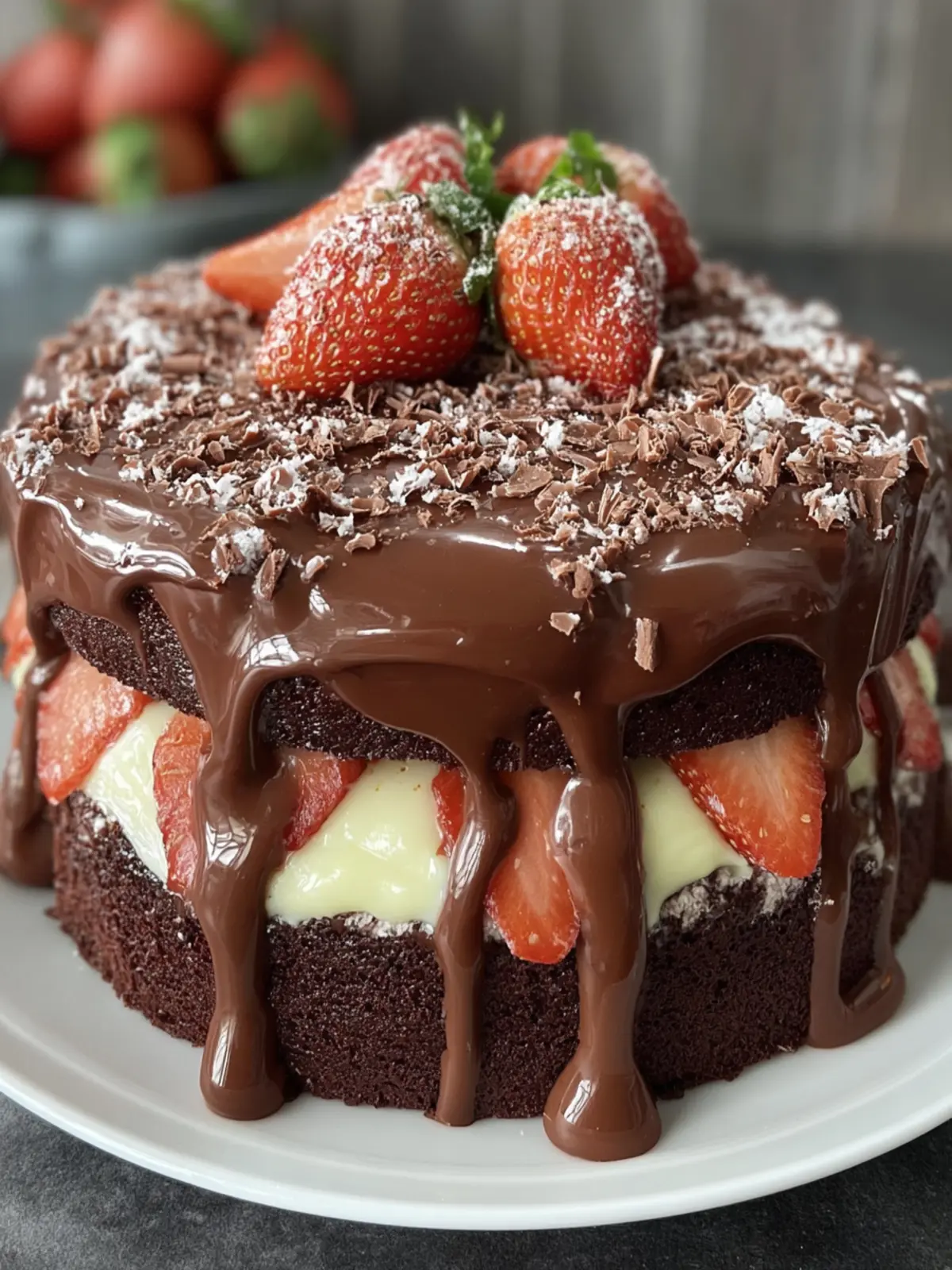 Decadent Chocolate Strawberry Cake First Image
