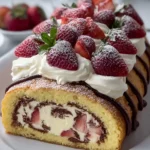 Strawberry Chocolate Swiss Roll Cake First Image