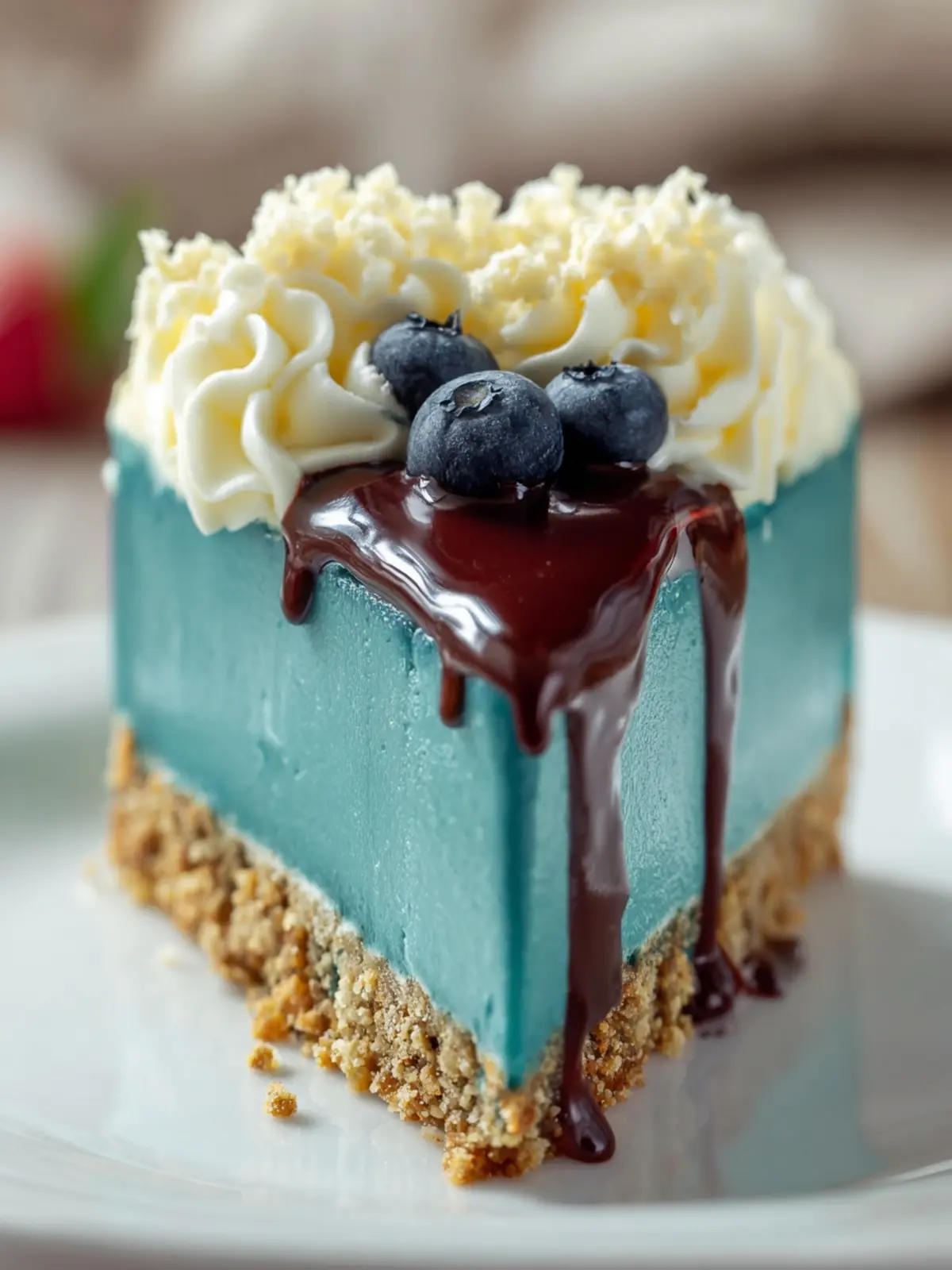 Blue Velvet Cheesecake Slice First Image