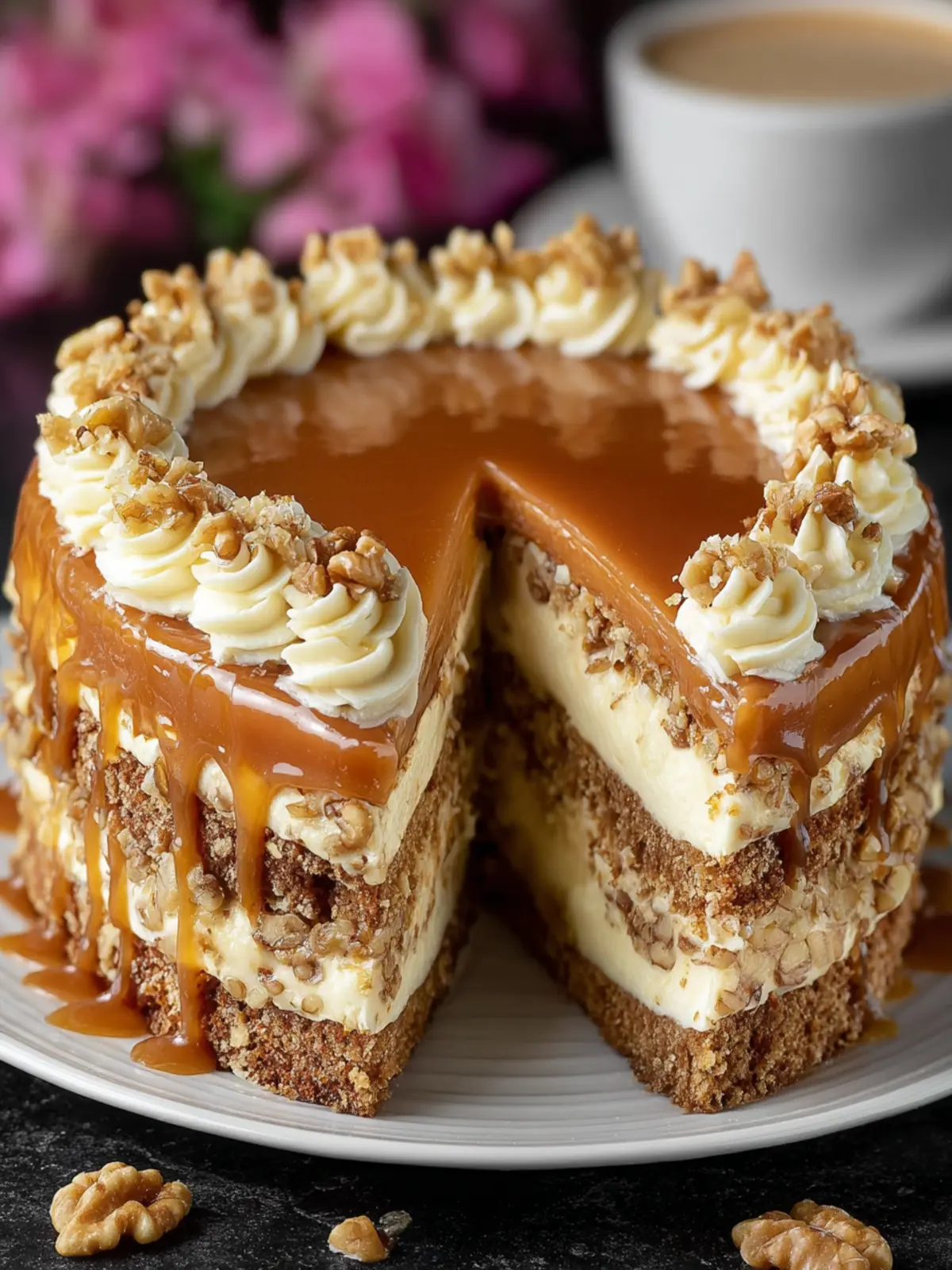 Rich Walnut Caramel Cake Recipe First Image