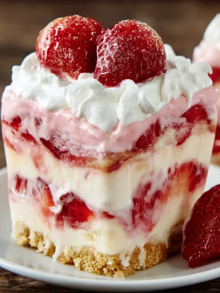 Strawberry Cream Layered Dessert First Image