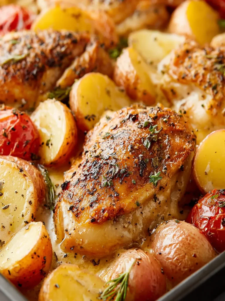 Sheet Pan Baked Chicken and Potatoes Recipe First Image