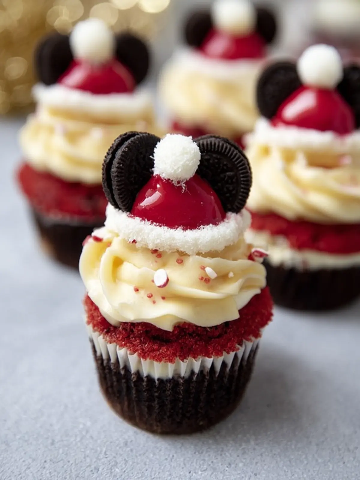 Mini Oreo Santa Hat Cupcakes First Image