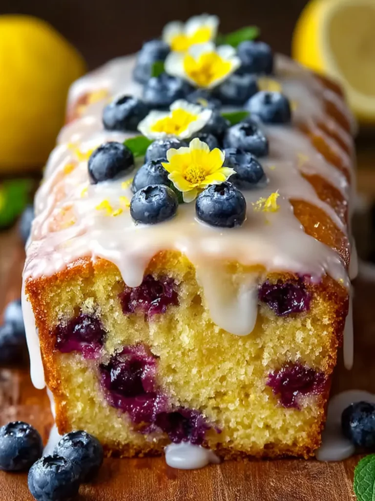 Lemon Blueberry Pound Cake Loaf with Lemon Glaze First Image