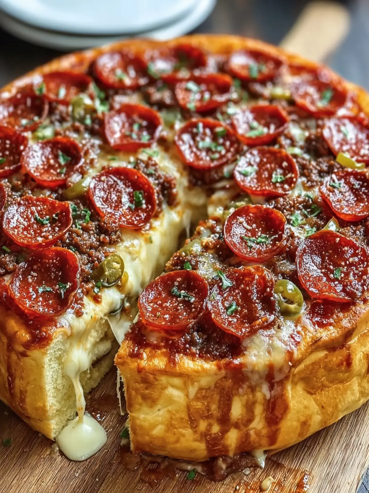 Deep Dish Pepperoni Pizza Pie First Image