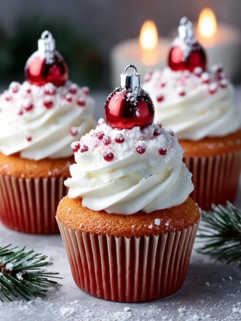 Festive Holiday Ornament Cupcakes First Image