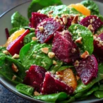 Beet Salad with Spinach and Honey-Mustard Lemon Dressing First Image