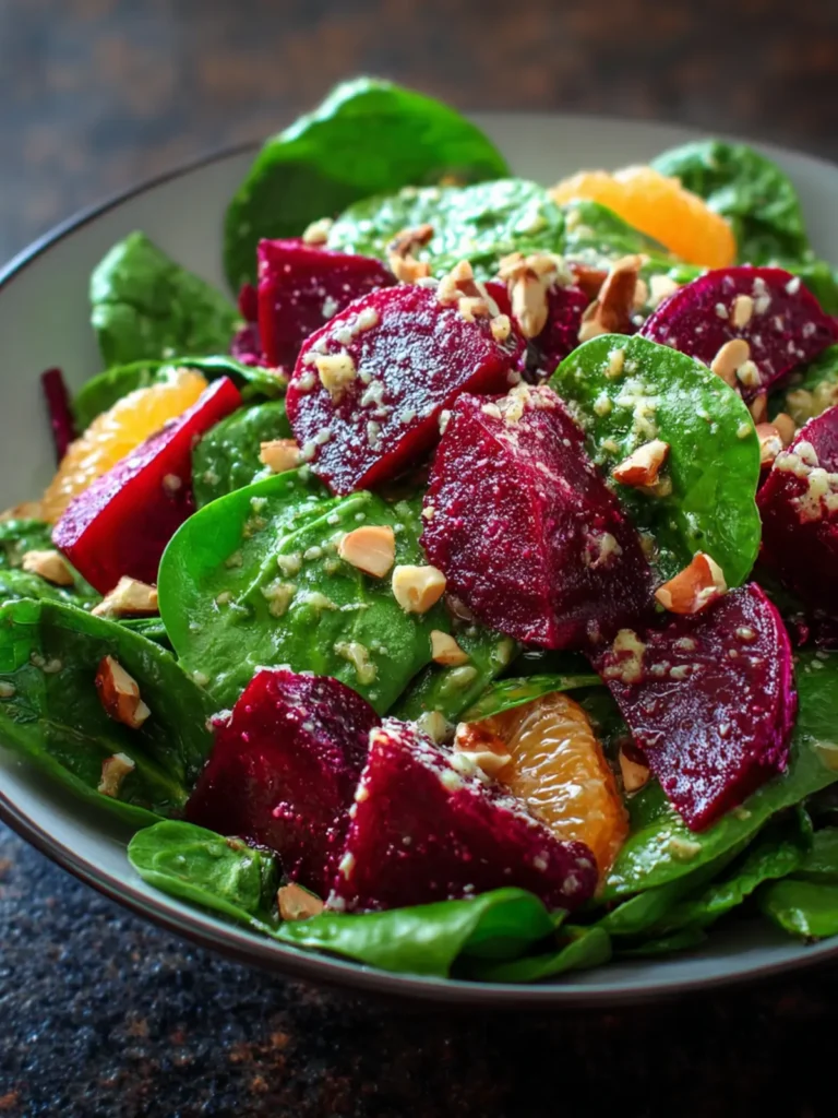 Beet Salad with Spinach and Honey-Mustard Lemon Dressing First Image