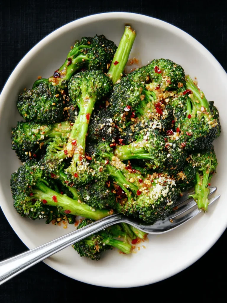 Roasted Broccoli with Chili Garlic Oil and Parmesan First Image