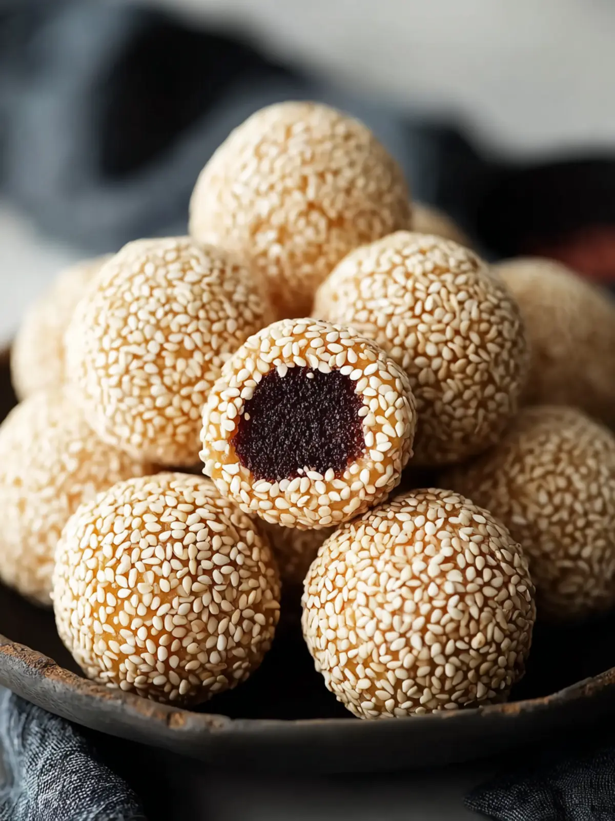 Delicious Sesame Balls Filled with Sweet Red Bean Bliss First Image