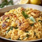 Creamy Lemon Chicken Orzo Pasta, One Pan Skillet First Image