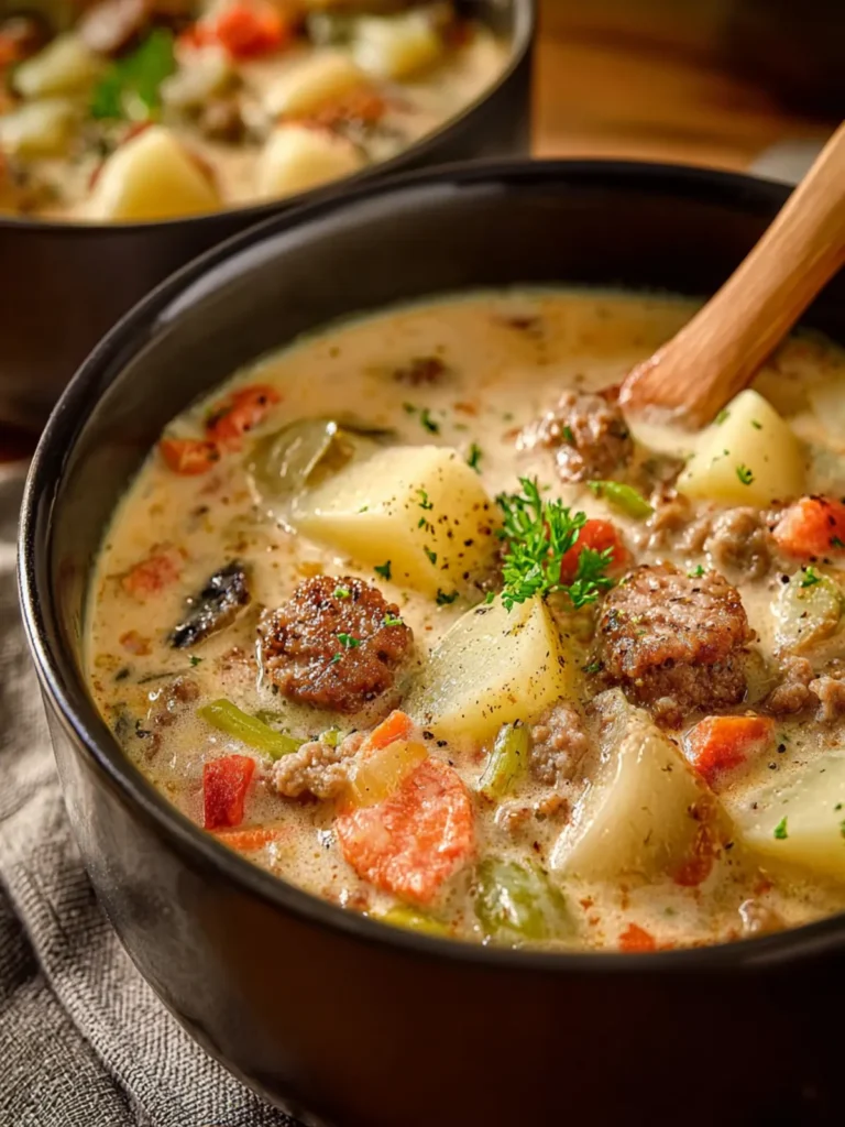 Hearty Potato and Beef Sausage Chowder Recipe for Comfort First Image