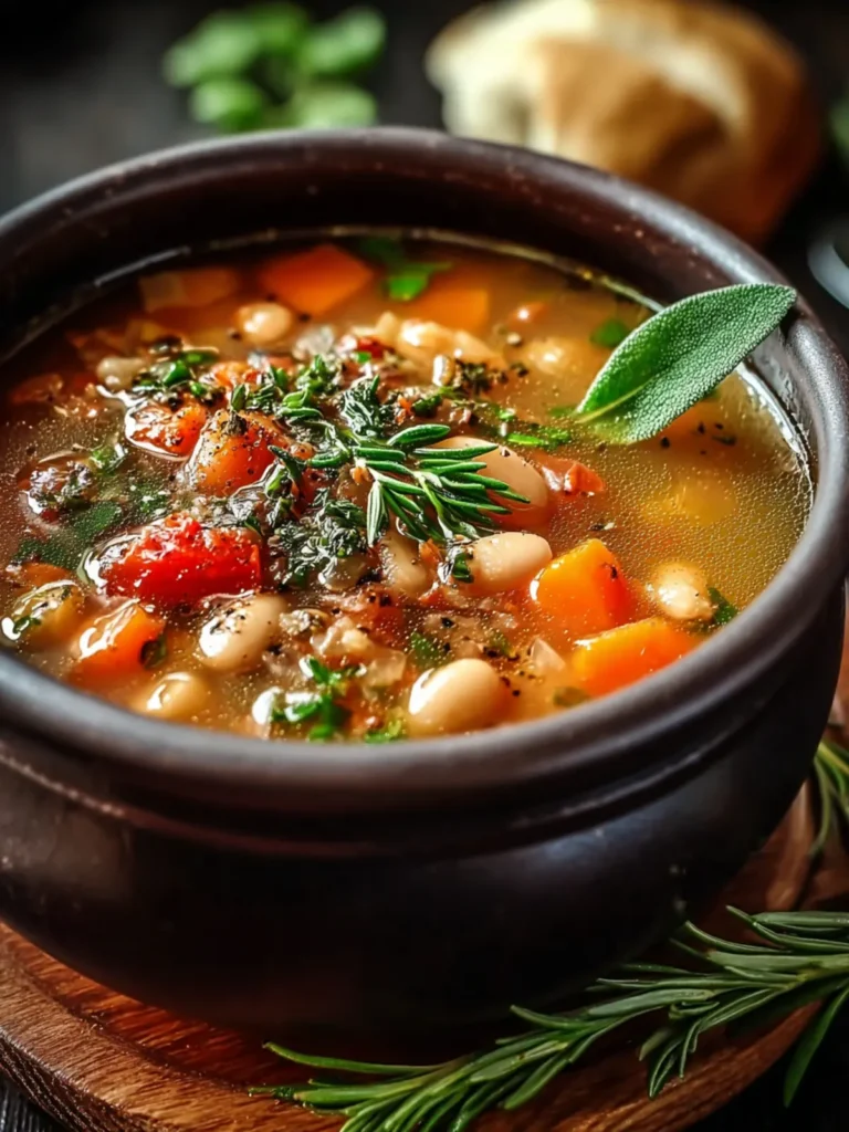 Comforting Rustic Tuscan Bean Soup with Fresh Herbs First Image