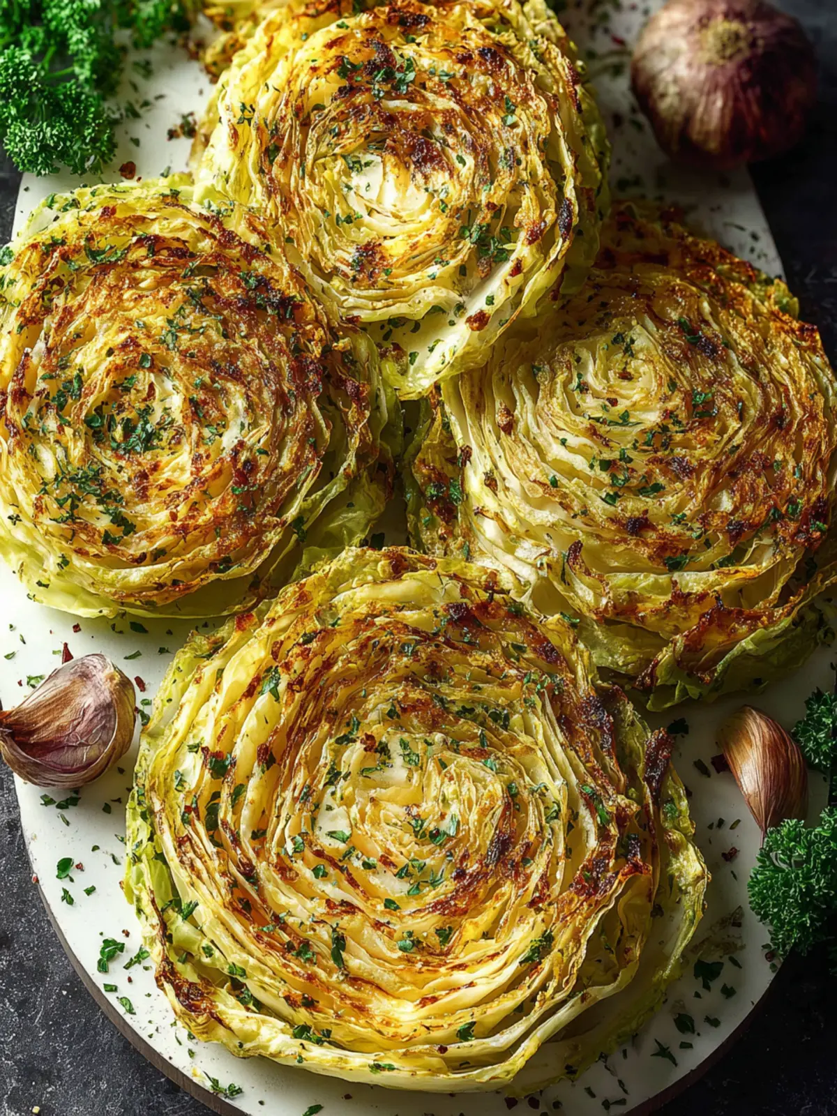 Savory Garlic Butter Roasted Cabbage Steaks Recipe First Image
