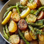 Zesty Lemon Roasted Potatoes and Asparagus Recipe First Image