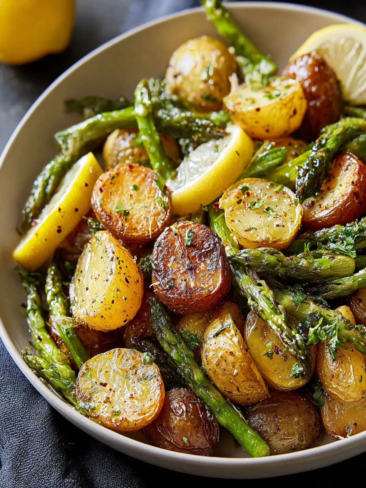 Zesty Lemon Roasted Potatoes and Asparagus Recipe First Image