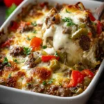 Easy & Delicious Low Carb Philly Cheesesteak Casserole First Image
