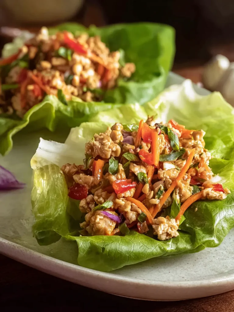 Easy Thai Chicken Lettuce Wraps with Peanut Sauce First Image