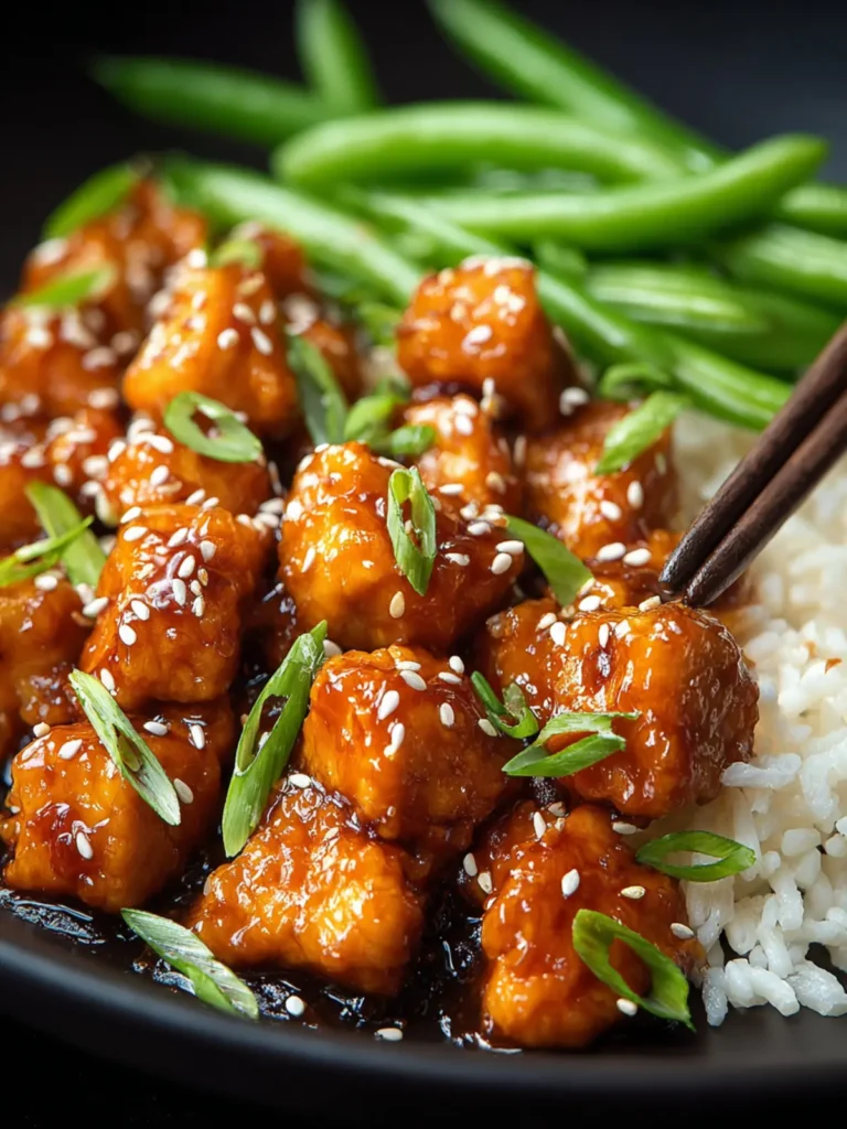 Irresistible Sesame Chicken with Green Beans and Rice First Image
