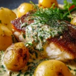 PAN-SEARED FISH WITH HERB CREAM SAUCE & BABY POTATOES – Discover the secret to a delicious meal! First Image