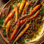 Roasted Carrot and Lentil Salad with Hummus First Image