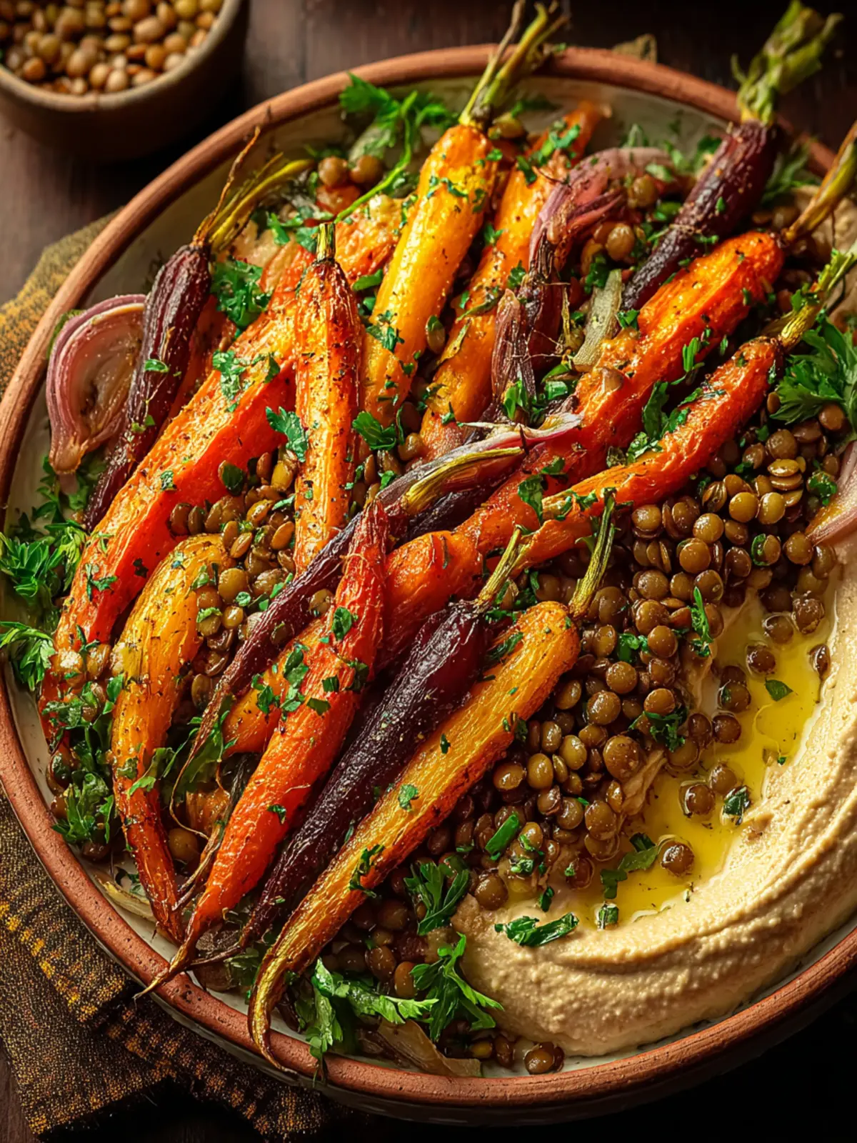 Roasted Carrot and Lentil Salad: A Flavorful Hummus Twist!
