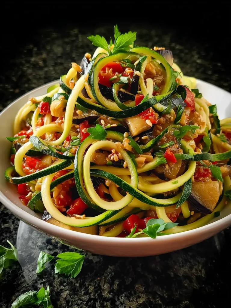 eggplant zucchini noodle salad First Image